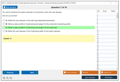 SAP C_TSCM42_66 SAP Certified Application Associate - Production - Planning &amp; Manufacturing with SAP ERP 6.0 EHP6 Practice test exam simulator test engine exam Prep practice test questions answers Image 7