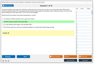 Salesforce B2C-Commerce-Architect Salesforce Certified B2C Commerce Architect Practice test exam simulator test engine exam Prep practice test questions answers Image 7