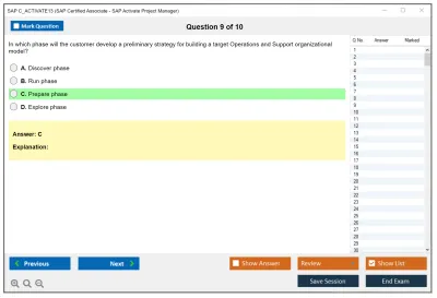 SAP C_ACTIVATE13 SAP Certified Associate - SAP Activate Project Manager Practice test exam simulator test engine exam Prep practice test questions answers Image 9