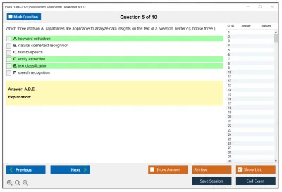 IBM C1000-012 IBM Watson Application Developer V3.1 Practice test exam simulator test engine exam Prep practice test questions answers Image 5