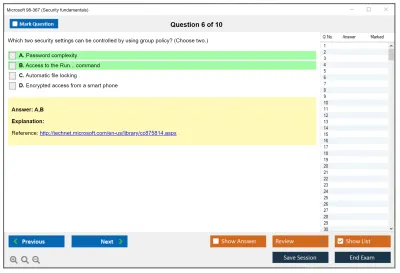 Microsoft 98-367 Security fundamentals Practice test exam simulator test engine exam Prep practice test questions answers Image 6