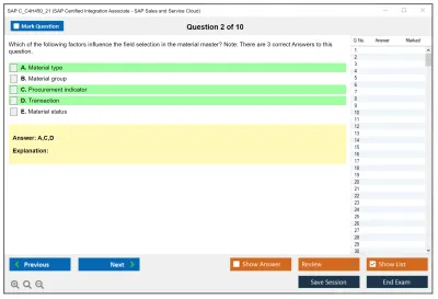 SAP C_C4H450_21 SAP Certified Associate - Integration Consultant - SAP Sales and Service Cloud Practice test exam simulator test engine exam Prep practice test questions answers Image 2