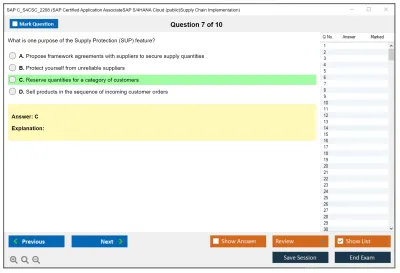 SAP C_S4CSC_2208 SAP Certified Application AssociateSAP S/4HANA Cloud (public)Supply Chain Implementation Practice test exam simulator test engine exam Prep practice test questions answers Image 7