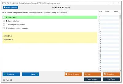 SAP C_TS414_2021 SAP Certified Application AssociateSAP S/4HANA Quality Management Practice test exam simulator test engine exam Prep practice test questions answers Image 10
