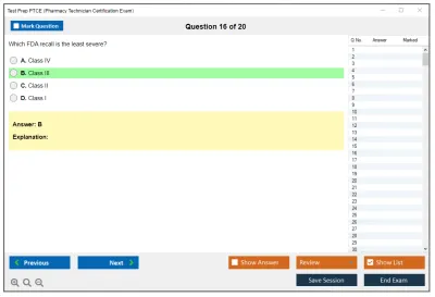 Test Prep PTCE Pharmacy Technician Certification Exam Practice test exam simulator test engine exam Prep practice test questions answers Image 16