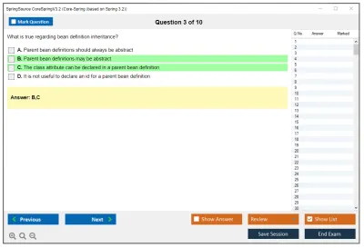 SpringSource CoreSpringV3.2 Core-Spring (based on Spring 3.2) Practice test exam simulator test engine exam Prep practice test questions answers Image 3