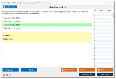 SAP C_CPE_16 SAP Certified Associate - Backend Developer - SAP Cloud Application Programming Model Practice test exam simulator test engine exam Prep practice test questions answers Image 10