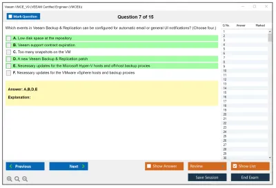 Veeam VMCE_V9 VEEAM Certified Engineer (VMCE9) Practice test exam simulator test engine exam Prep practice test questions answers Image 7