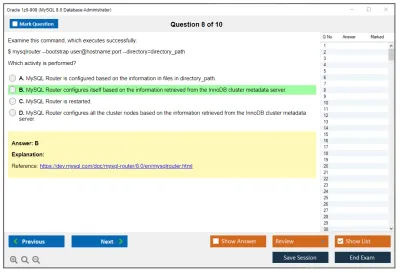 Oracle 1z0-908 MySQL 8.0 Database Administrator Practice test exam simulator test engine exam Prep practice test questions answers Image 8