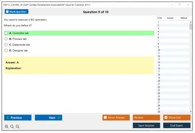 SAP C_C4H460_04 SAP Certified Development AssociateSAP Cloud for Customer 2011 Practice test exam simulator test engine exam Prep practice test questions answers Image 9