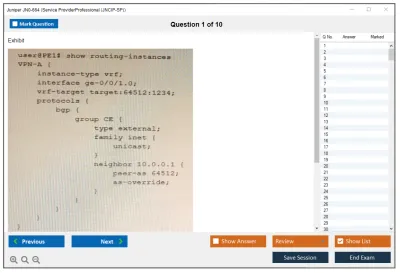Juniper JN0-664 Service Provider Professional (JNCIP-SP) Practice test exam simulator test engine exam Prep practice test questions answers Image 1