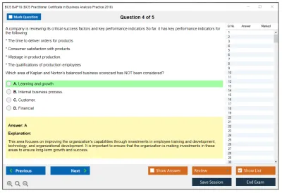 BCS BAP18 BCS Practitioner Certificate in Business Analysis Practice 2018 Practice test exam simulator test engine exam Prep practice test questions answers Image 4