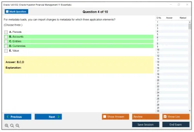Oracle 1z0-532 Oracle Hyperion Financial Management 11 Essentials Practice test exam simulator test engine exam Prep practice test questions answers Image 4