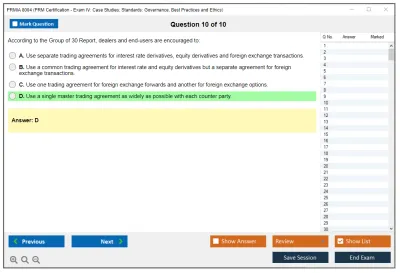 PRMIA 8004 PRM Certification - Exam IV: Case Studies; Standards: Governance, Best Practices and Ethics Practice test exam simulator test engine exam Prep practice test questions answers Image 10