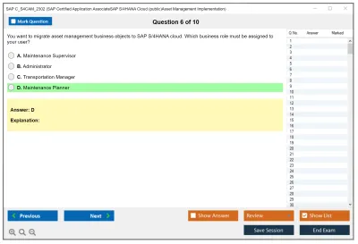 SAP C_S4CAM_2302 SAP Certified Application AssociateSAP S/4HANA Cloud (public)Asset Management Implementation Practice test exam simulator test engine exam Prep practice test questions answers Image 6