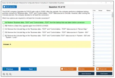 Oracle 1z0-344 JD Edwards EnterpriseOne Configurable Network Computing 9.2 Implementation Essentials Practice test exam simulator test engine exam Prep practice test questions answers Image 10