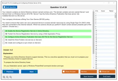 Microsoft 70-410 Installing and Configuring Windows Server 2012 Practice test exam simulator test engine exam Prep practice test questions answers Image 12