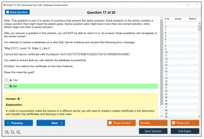 Microsoft 70-764 Administering a SQL Database Infrastructure Practice test exam simulator test engine exam Prep practice test questions answers Image 17