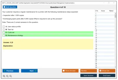 SAP C_S4CAM_2302 SAP Certified Application AssociateSAP S/4HANA Cloud (public)Asset Management Implementation Practice test exam simulator test engine exam Prep practice test questions answers Image 4