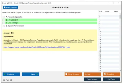 Oracle 1z0-1106-1 Oracle HCM Business Process Foundations Associate Rel 1 Practice test exam simulator test engine exam Prep practice test questions answers Image 4