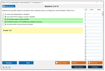 Veritas VCS-275 Administration of Veritas NetBackup 7.7 and NetBackup Appliances 2.7 Practice test exam simulator test engine exam Prep practice test questions answers Image 2