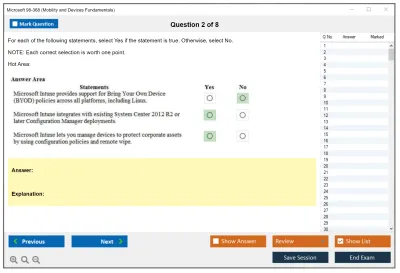 Microsoft 98-368 Mobility and Devices Fundamentals Practice test exam simulator test engine exam Prep practice test questions answers Image 2