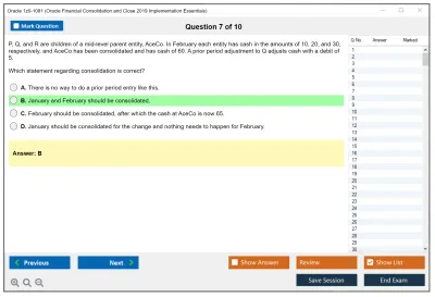 Oracle 1z0-1081 Oracle Financial Consolidation and Close 2019 Implementation Essentials Practice test exam simulator test engine exam Prep practice test questions answers Image 7