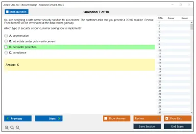 Juniper JN0-1331 Security Design - Specialist (JNCDS-SEC) Practice test exam simulator test engine exam Prep practice test questions answers Image 7