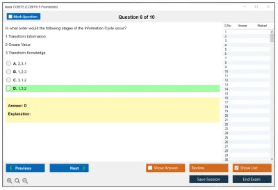 Isaca COBIT5 COBIT 5 Foundation Exam Practice test exam simulator test engine exam Prep practice test questions answers Image 6