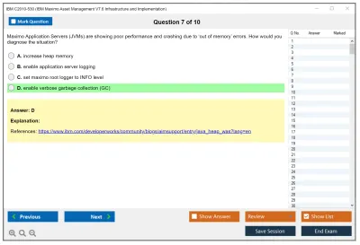 IBM C2010-530 IBM Maximo Asset Management V7.6 Infrastructure and Implementation Practice test exam simulator test engine exam Prep practice test questions answers Image 7
