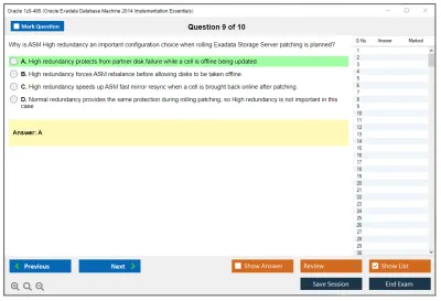Oracle 1z0-485 Oracle Exadata Database Machine 2014 Implementation Essentials Practice test exam simulator test engine exam Prep practice test questions answers Image 9
