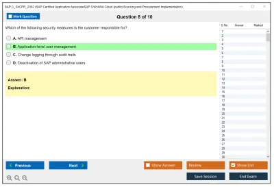 SAP C_S4CPR_2302 SAP Certified Application AssociateSAP S/4HANA Cloud (public)Sourcing and Procurement Implementation Practice test exam simulator test engine exam Prep practice test questions answers Image 8