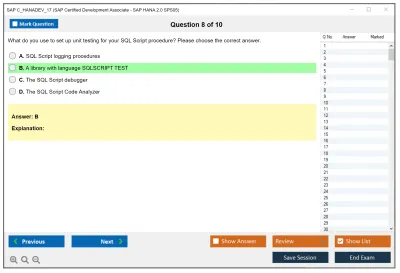 SAP C_HANADEV_17 SAP Certified Associate - Developer - SAP HANA 2.0 SPS05 Practice test exam simulator test engine exam Prep practice test questions answers Image 8