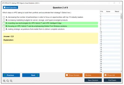 HP HPE2-E75 Selling HPE Edge-to-Cloud Solutions (2021) Practice test exam simulator test engine exam Prep practice test questions answers Image 2