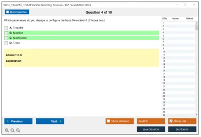 SAP C_HANATEC_12 SAP Certified Technology Associate - SAP HANA (Edition 2016) Practice test exam simulator test engine exam Prep practice test questions answers Image 4