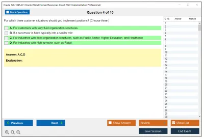 Oracle 1z0-1046-22 Oracle Global Human Resources Cloud 2022 Implementation Professional Practice test exam simulator test engine exam Prep practice test questions answers Image 4