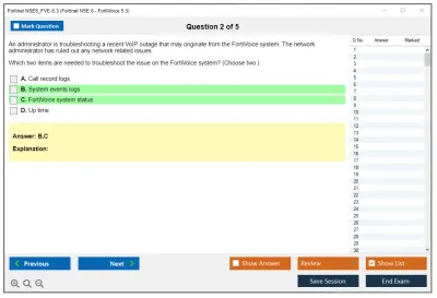 Fortinet NSE6_FVE-5.3 Fortinet NSE 6 - FortiVoice 5.3 Practice test exam simulator test engine exam Prep practice test questions answers Image 2