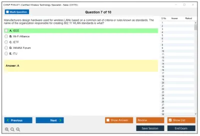 CWNP PW0-071 Certified Wireless Technology Specialist - Sales Practice test exam simulator test engine exam Prep practice test questions answers Image 7