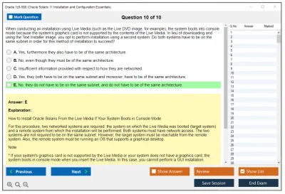 Oracle 1z0-580 Oracle Solaris 11 Installation and Configuration Essentials Practice test exam simulator test engine exam Prep practice test questions answers Image 10