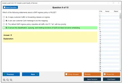Alcatel-Lucent 4A0-107 Nokia Quality of Service Practice test exam simulator test engine exam Prep practice test questions answers Image 9