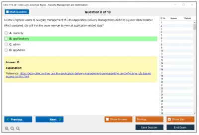 Citrix 1Y0-341 Citrix ADC Advanced Topics - Security. Management and Optimization (CCP-N) Practice test exam simulator test engine exam Prep practice test questions answers Image 8