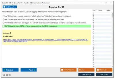Oracle 1z0-1083-22 Oracle Narrative Reporting 2022 Implementation Professional Practice test exam simulator test engine exam Prep practice test questions answers Image 9