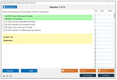 Alcatel-Lucent 4A0-107 Nokia Quality of Service Practice test exam simulator test engine exam Prep practice test questions answers Image 7