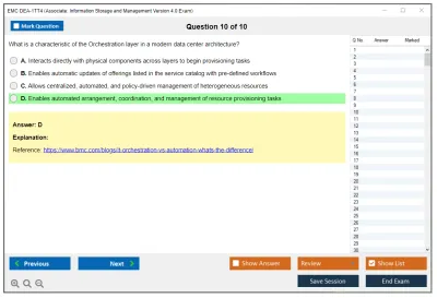 EMC DEA-1TT4 Associate: Information Storage and Management Version 4.0 Exam Practice test exam simulator test engine exam Prep practice test questions answers Image 10