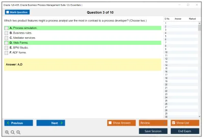 Oracle 1z0-435 Oracle Business Process Management Suite 12c Essentials Practice test exam simulator test engine exam Prep practice test questions answers Image 3
