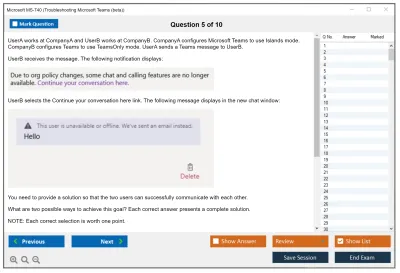 Microsoft MS-740 Troubleshooting Microsoft Teams Practice test exam simulator test engine exam Prep practice test questions answers Image 5