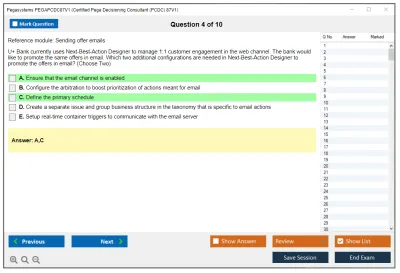 Pegasystems PEGAPCDC87V1 Certified Pega Decisioning Consultant (PCDC) 87V1 Practice test exam simulator test engine exam Prep practice test questions answers Image 4