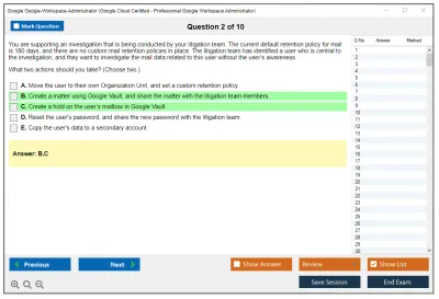 Google Google-Workspace-Administrator Google Cloud Certified - Professional Google Workspace Administrator Practice test exam simulator test engine exam Prep practice test questions answers Image 2