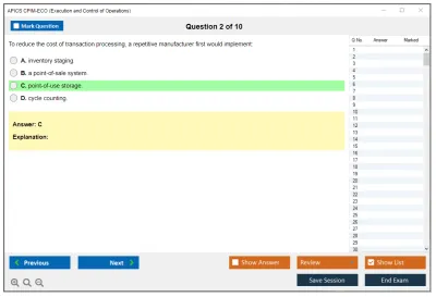 APICS CPIM-ECO Execution and Control of Operations Practice test exam simulator test engine exam Prep practice test questions answers Image 2