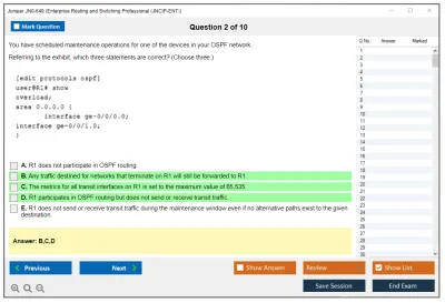 Juniper JN0-649 Enterprise Routing and Switching Professional (JNCIP-ENT) Practice test exam simulator test engine exam Prep practice test questions answers Image 2